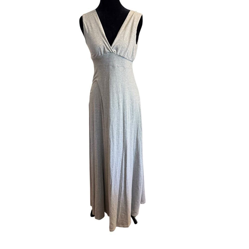 Body Central Gray Sleeveless Maxi Dress Size M Made in USA Stretch Jersey Empire